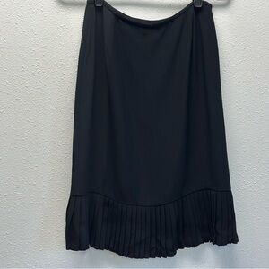 Lafayette 148 New York Black A-Line Skirt Pleated Hem